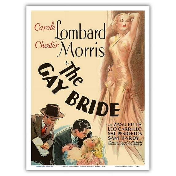 The Gay Bride - Starring Carole Lombard Chester Morris - Directed by Jack Conway - Vintage Film Movie Poster c.1934 - Master Art Print (Unframed) 9in x 12in