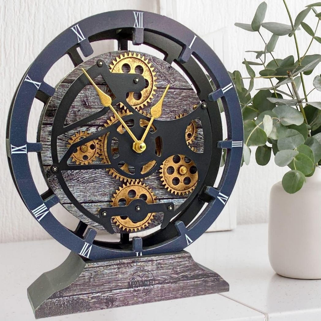 The Gears Clock Desk Clock 10 inches with Real Moving Gears Convertible ...