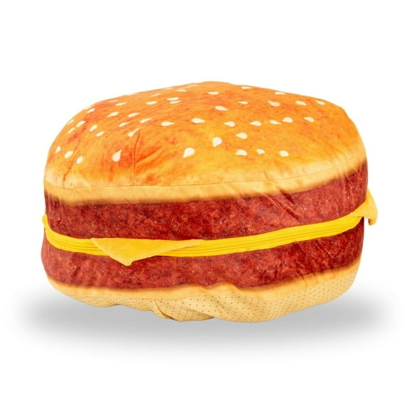 The Geek Utopia - Cheeseburger Pillow 17" Realistic Food Burger - Plush Funny Zipper Cushion