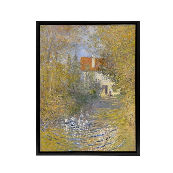 The Geese Impressionist Painting Monet Vintage Framed Canvas Wall Art 18X24"