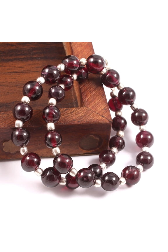 Garnet Smooth Round Beaded Anklet 66.5mm Gemstone Jewelry 9
