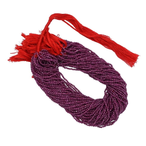 The Gems Grid Micro Faceted Ruby Round Beads 2.5mm Natural Red Gemstone 13 Strand