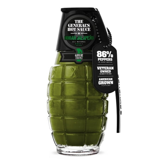 The Generals Hot Sauce Hooah Jalapeo - Green Jalapeo Peppers - 3/5 Heat Rating, 6oz