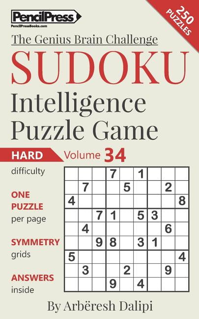The Genius Brain Challenge: Sudoku Puzzle Books Volume 34. Hard. Sudoku Intelligence Puzzle Game (Paperback)