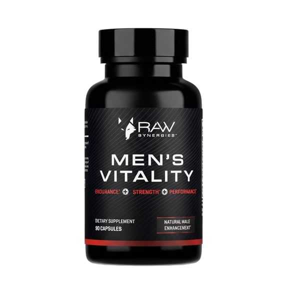 Raw Synergies Mens Vitality L-Arginine & Cordyceps for Strength, Heart & Focus Performance Support Supplement, 30 Servings