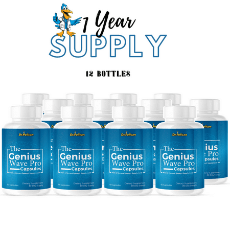 The Genius Wave Pro- Brain Support- 12 Bottles- 720 Capsules