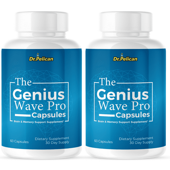 The Genius Wave Pro- Brain Support- 2 Bottles- 120 Capsules
