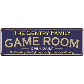The Gentry Family Blue Game Room Metal 8x24 Sign 108240037551