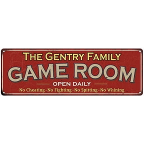 The Gentry Family Red Game Room Metal 6x18 Sign 106180038551