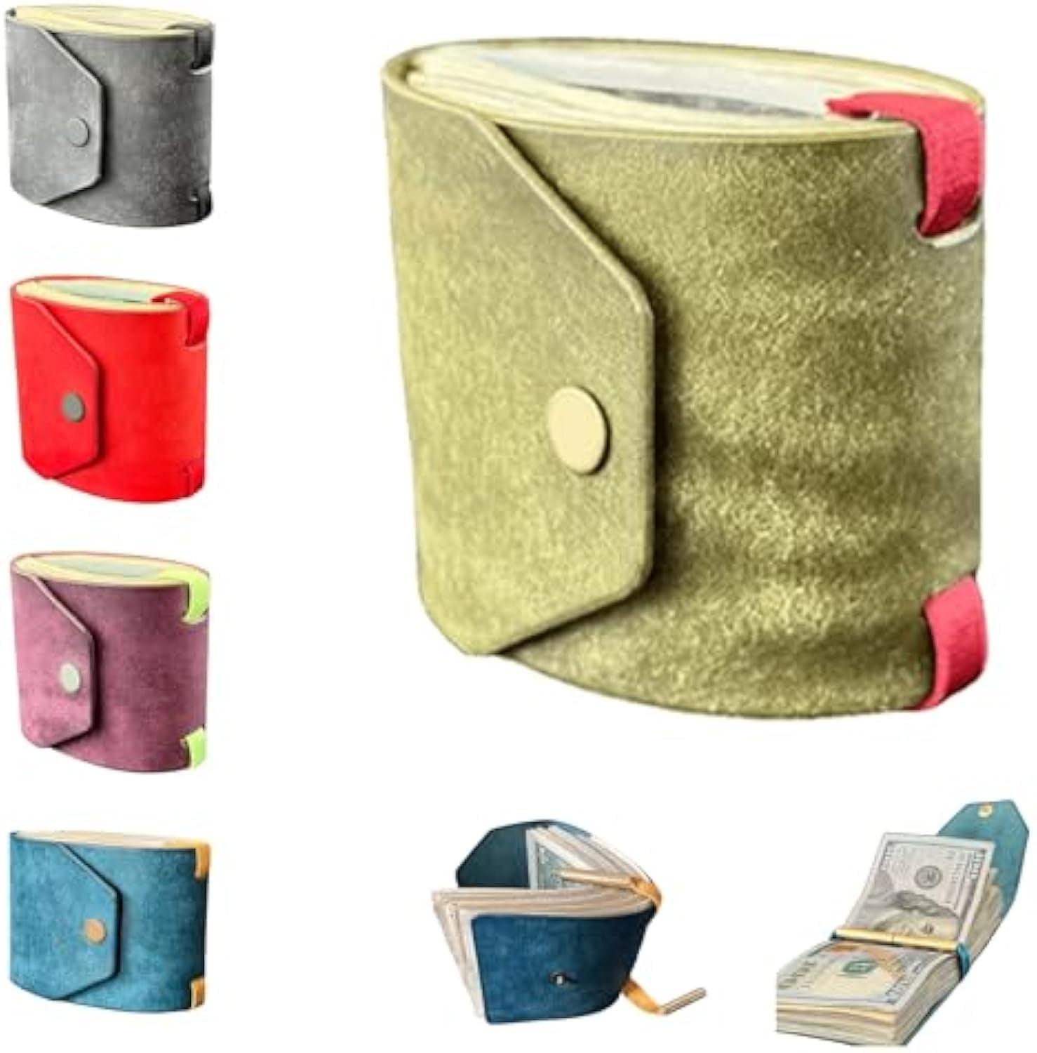 The Genuine Leather Cash Wrap Wallet, Money Organizer with Magnetic ...