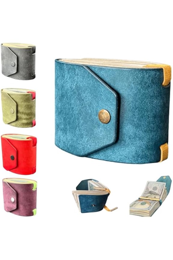 The Genuine Leather Cash Wrap Wallet, Money Organizer with Magnetic Snap, Small Compact Pocket Wallet 1 to 99 Bills
