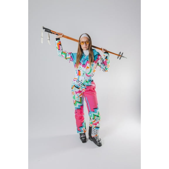 The Geodisiac - Shinesty Retro Neon Curved Fit Women's One Piece Ski Suit  XL