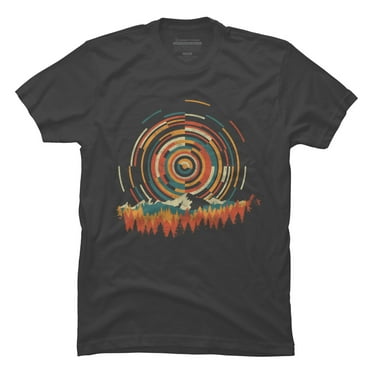 The Geometry of Sunrise Mens Charcoal Gray Graphic Tee - Design By Humans  S