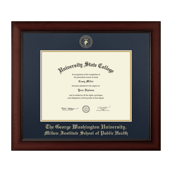 The George Washington University Milken Institute School of Public Health Diploma Frame, Document Size 11" x 8.5"