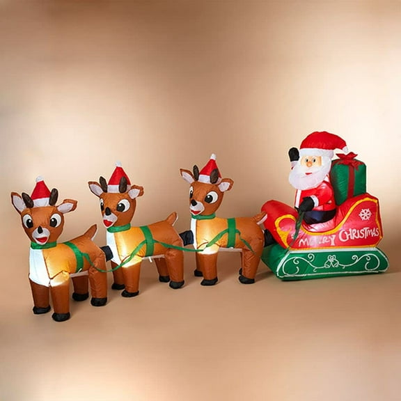The Gerson Companies 96" Electric Lighted Santa and Reindeer Outdoor Christmas Decor 2493370
