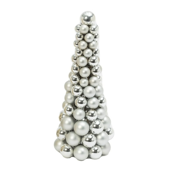 18 in. Silver Holiday Ornament Cone Tree Christmas Dcor