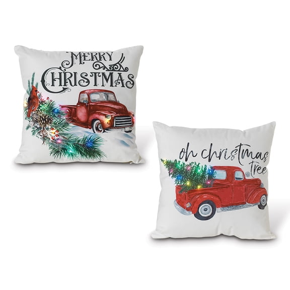 Gerson Company Set Of 2 16-In L B/O Lighted Fabric Truck Design Pillow