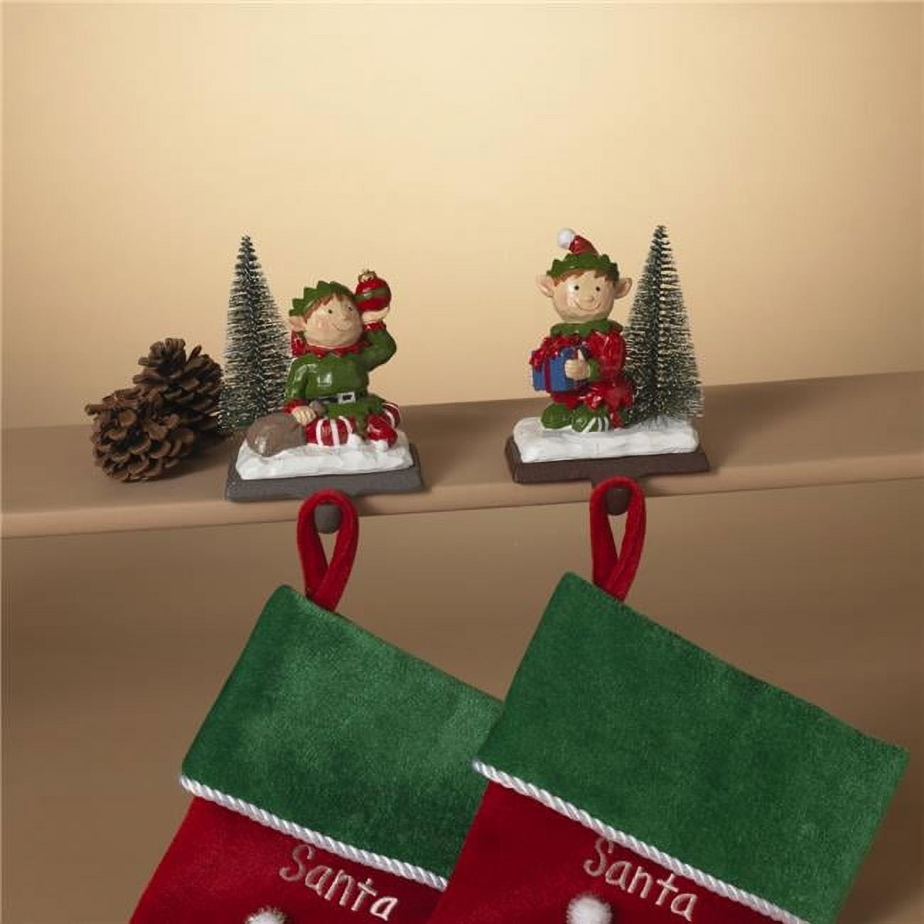 Whimsical Christmas Elf Resin Stocking Holders Set