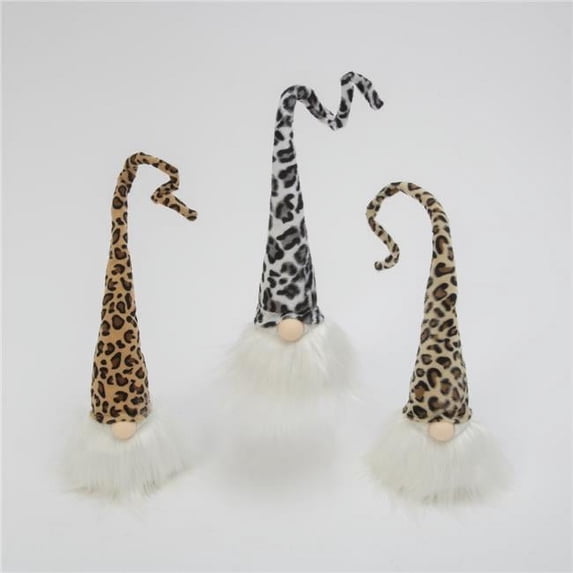 The Gerson Company Set of 3 Leopard Print Gnomes - N/A