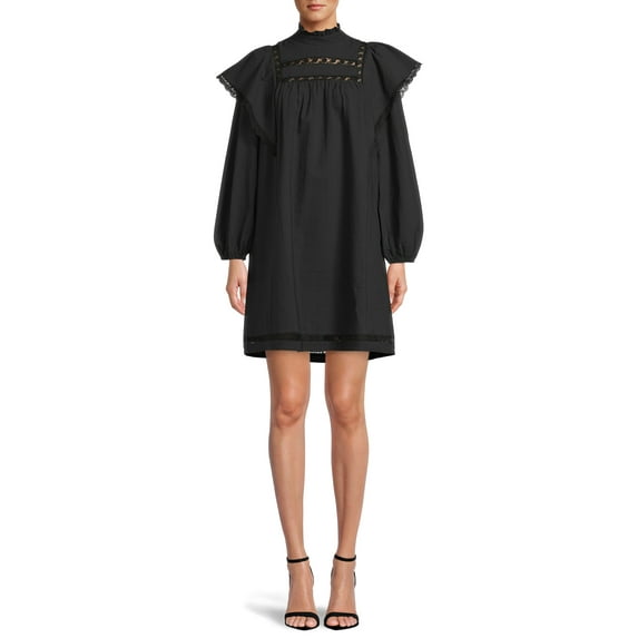 The Get Women's Lace Trim Mini Dress with Long Sleeves