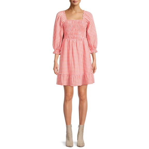 The Get Women's Long Sleeve Square Neck Mini Dress