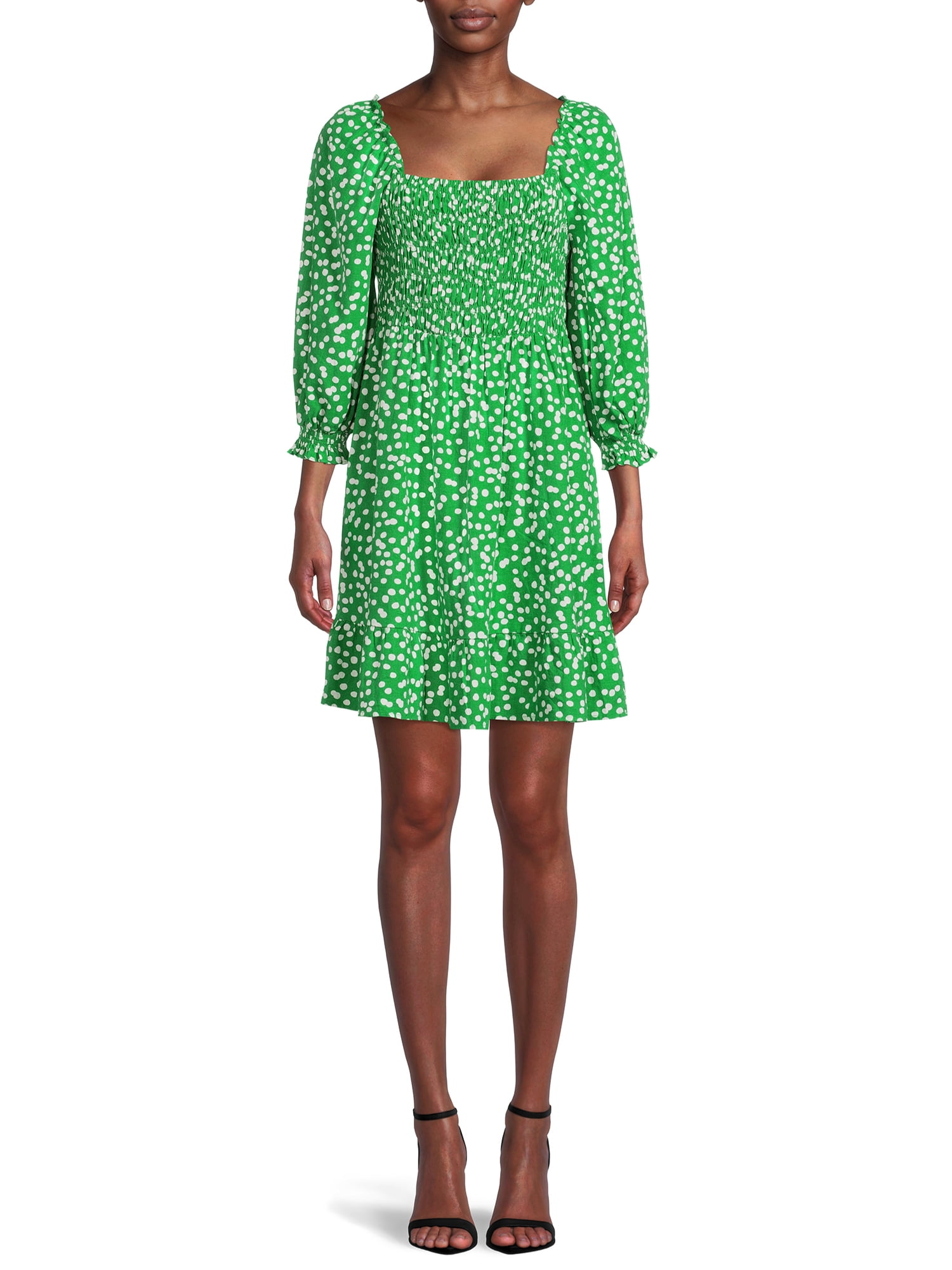 The Get Women's Long Sleeve Square Neck Mini Dress