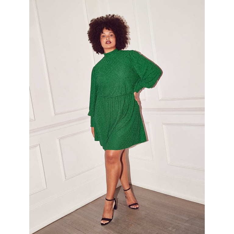 Metallic knit mini dress top