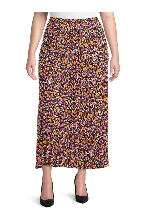 Women's Plus Size Pleated Maxi Skirt