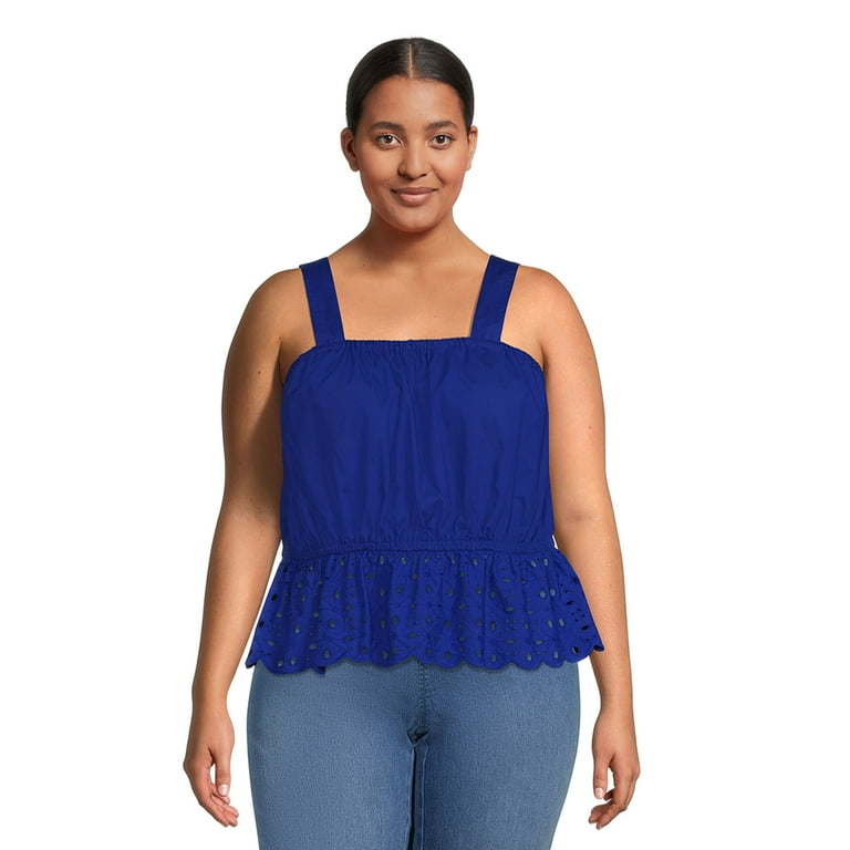 The Get Women's Plus Size Ruched Eyelet Tank Top 