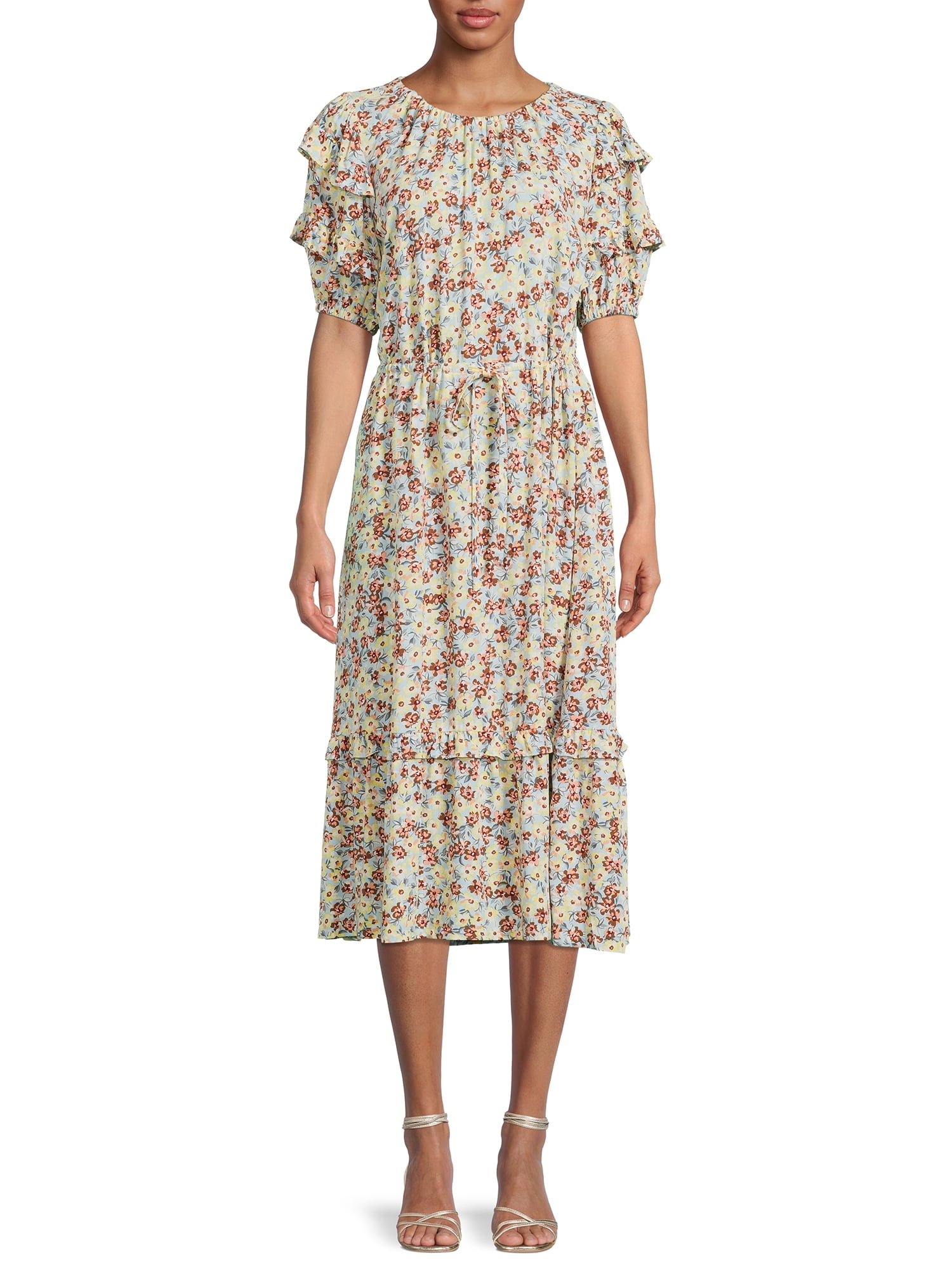 The Get Women's Tiered Ruffle Prairie Midi Dress - Walmart.com