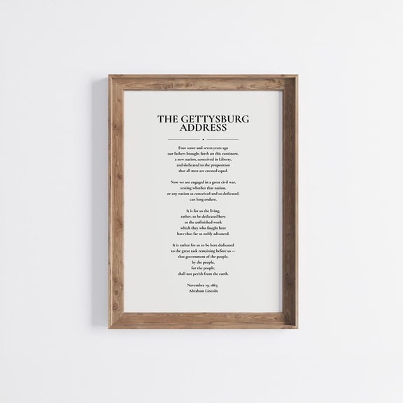 The Gettysburg Address Wall Art Print, Vintage Historical Typography And Americana Home Decor