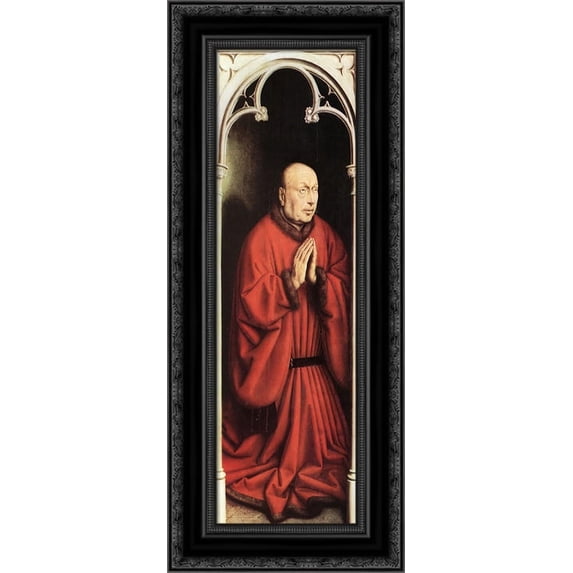 The Ghent Altarpiece: The Donor 14x24 Black Ornate Wood Framed Canvas Art by Eyck, Jan van