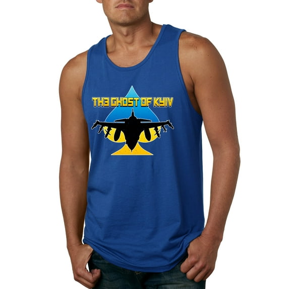 The Ghost Of Kyiv Mens Graphic Tank Top, Royal, Medium