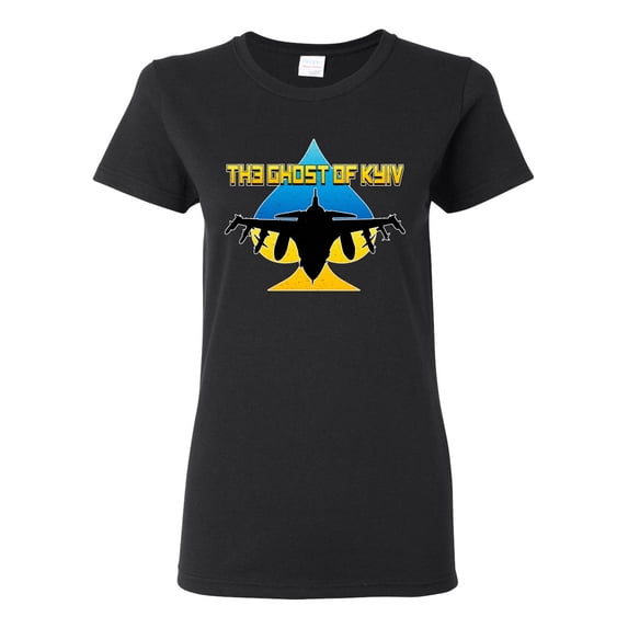 The Ghost Of Kyiv Womens Graphic T-Shirt, Black, X-Large