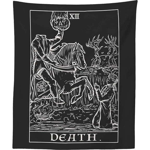 The Ghoulish Garb Death Tarot Card Terror Tarot Shadow Edition Tapestry 60" x 50"