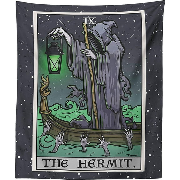 The Ghoulish Garb The Hermit Tarot Card Terror Tarot Tapestry 60" x 50"