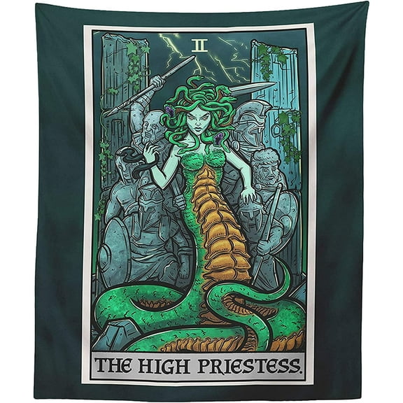 The Ghoulish Garb The High Priestess Tarot Card Terror Tarot Tapestry 60" x 50"