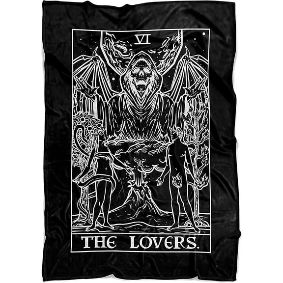 The Ghoulish Garb The Lovers Tarot Card Terror Tarot Shadow Edition Blanket 60" x 50"