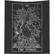 The Ghoulish Garb The Tower Tarot Card Terror Tarot Shadow Edition Tapestry 60" x 50"