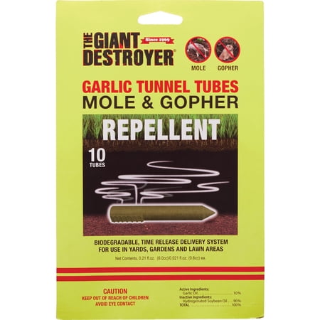 The Giant Destroyer Mole & Gopher Repellent Tubes - Natural Garlic Repellent - 10 Tubes - Plastic