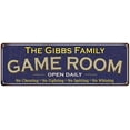 thumbnail image 1 of The Gibbs Family Gift Blue Game Room Metal 6x18 Sign 206180037247, 1 of 1