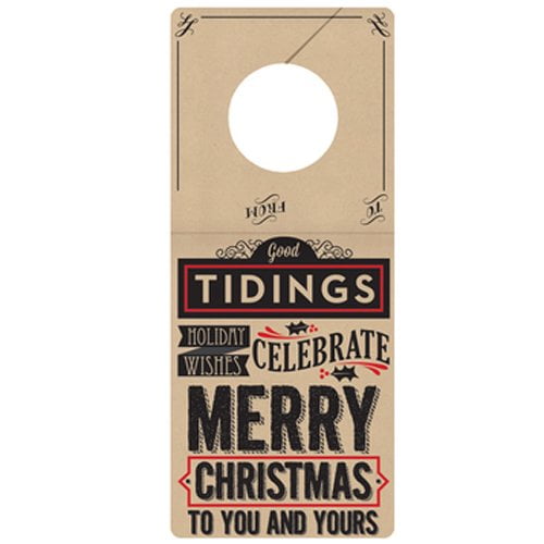 The Gift Wrap Company 4 Count Holiday Bottle Neck Tags, Tidings of Cheer, Black/Tan