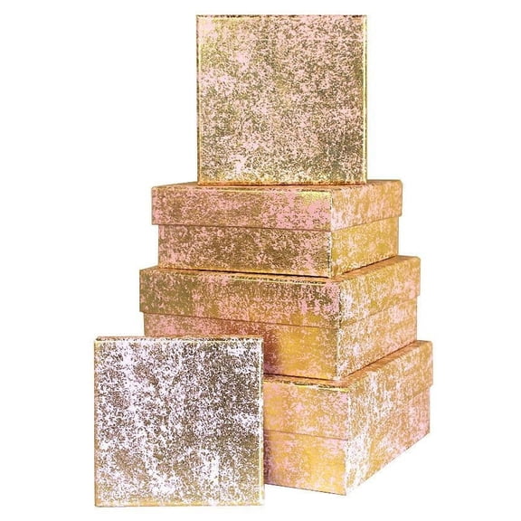 The Gift Wrap Company GBXS171.10/51 Nest Boxes - Gold Crush on Light Pink Set 5