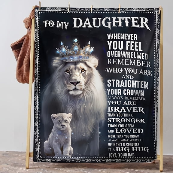 The Gift from The Father to His Daughter Is a Soft Fleece Blanket, Perfect for The Sofa Or Watching TV