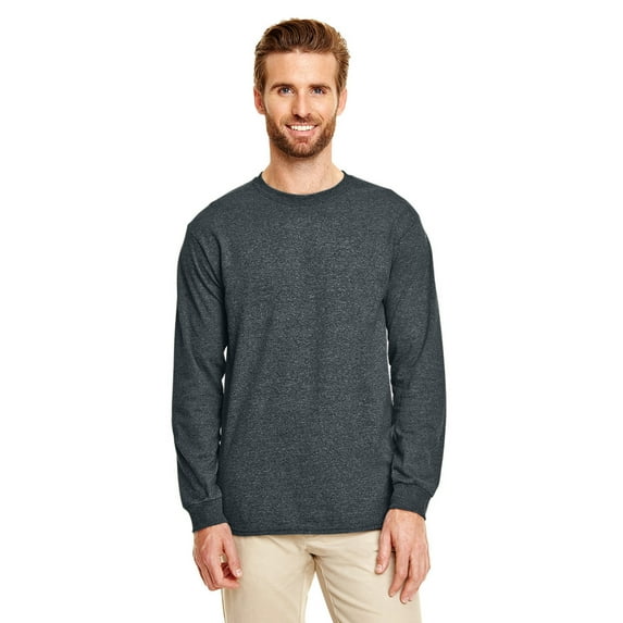 The Gildan Adult 5.5 oz., 50/50 Long-Sleeve T-Shirt - DARK HEATHER - S