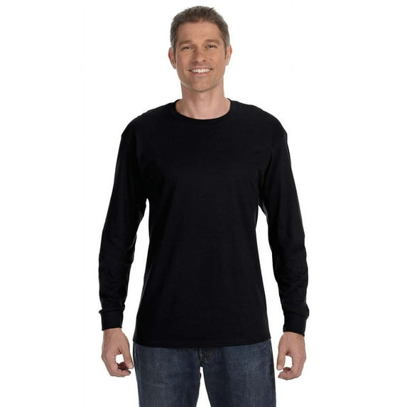 The Gildan Adult 53 oz Long Sleeve T-Shirt - BLACK - M