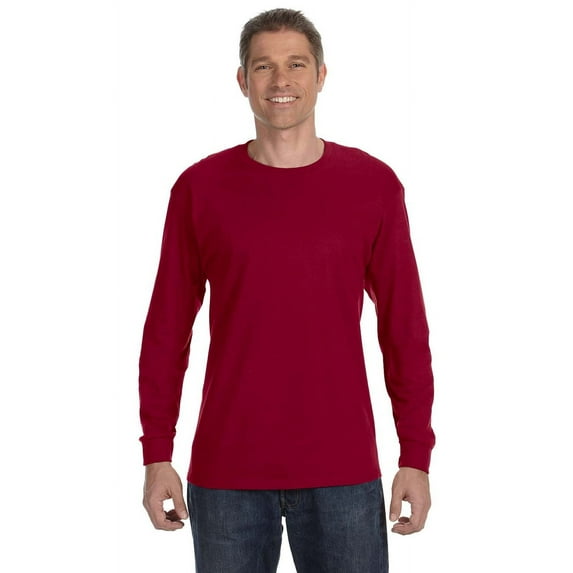 The Gildan Adult 53 oz Long Sleeve T-Shirt - CARDINAL RED - S