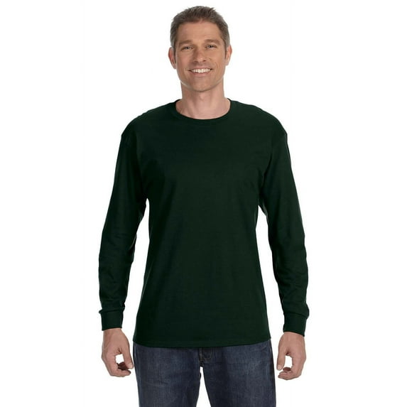 The Gildan Adult 53 oz Long Sleeve T-Shirt - FOREST GREEN - L