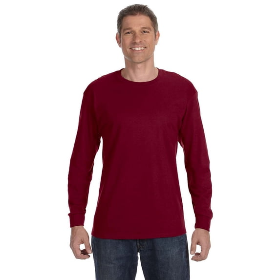 The Gildan Adult 53 oz Long Sleeve T-Shirt - GARNET - L