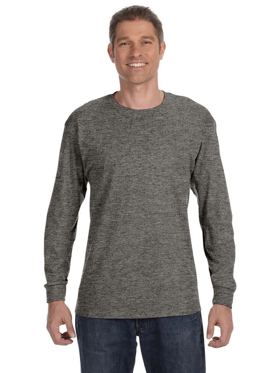 The Gildan Adult 53 oz Long Sleeve T-Shirt - GRAPHITE HEATHER - M